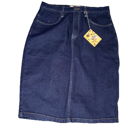 Hybrid Apparel Dresses & Skirts - NWT Hybrid & Company Denim Pencil Skirt Size 14 Dark Wash Stretch